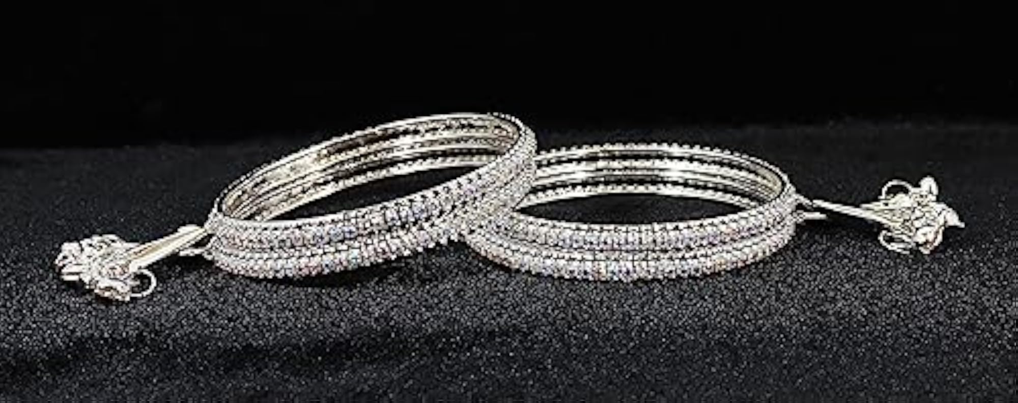 Zircon Gemstone Linked Traditional Bangles Set Pack Of 4